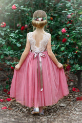 Rustic Lace Boho Style Flower Girl Dress