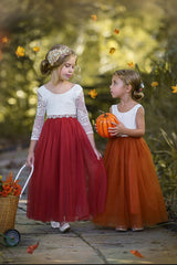 Long Sleeve and Sleeveless, Fall Inspired, Burnt Orange and Rust Flower Girl Dresses