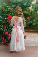 Long Sleeve Lace Flower Girl Dress