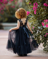 Black Sleeveless Mermaid Flower Girl Dress