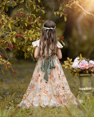 Champagne Velvet Flower Girl Dress - Floral