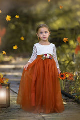 Long Sleeve and Sleeveless, Fall Inspired, Burnt Orange and Rust Flower Girl Dresses