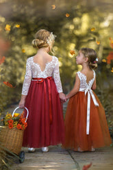 Sleeveless and Long Sleeve, Fall Inspired Burnt Orange and Rust Flower Girl Dresses