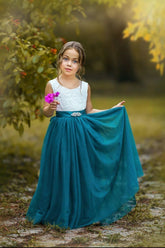 Sleeveless Teal Blue Flower Girl Dress - Perfect for Any Style Wedding