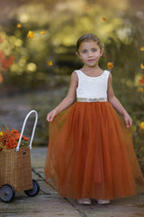 Sleeveless and Long Sleeve, Fall Inspired Burnt Orange and Rust Flower Girl Dresses
