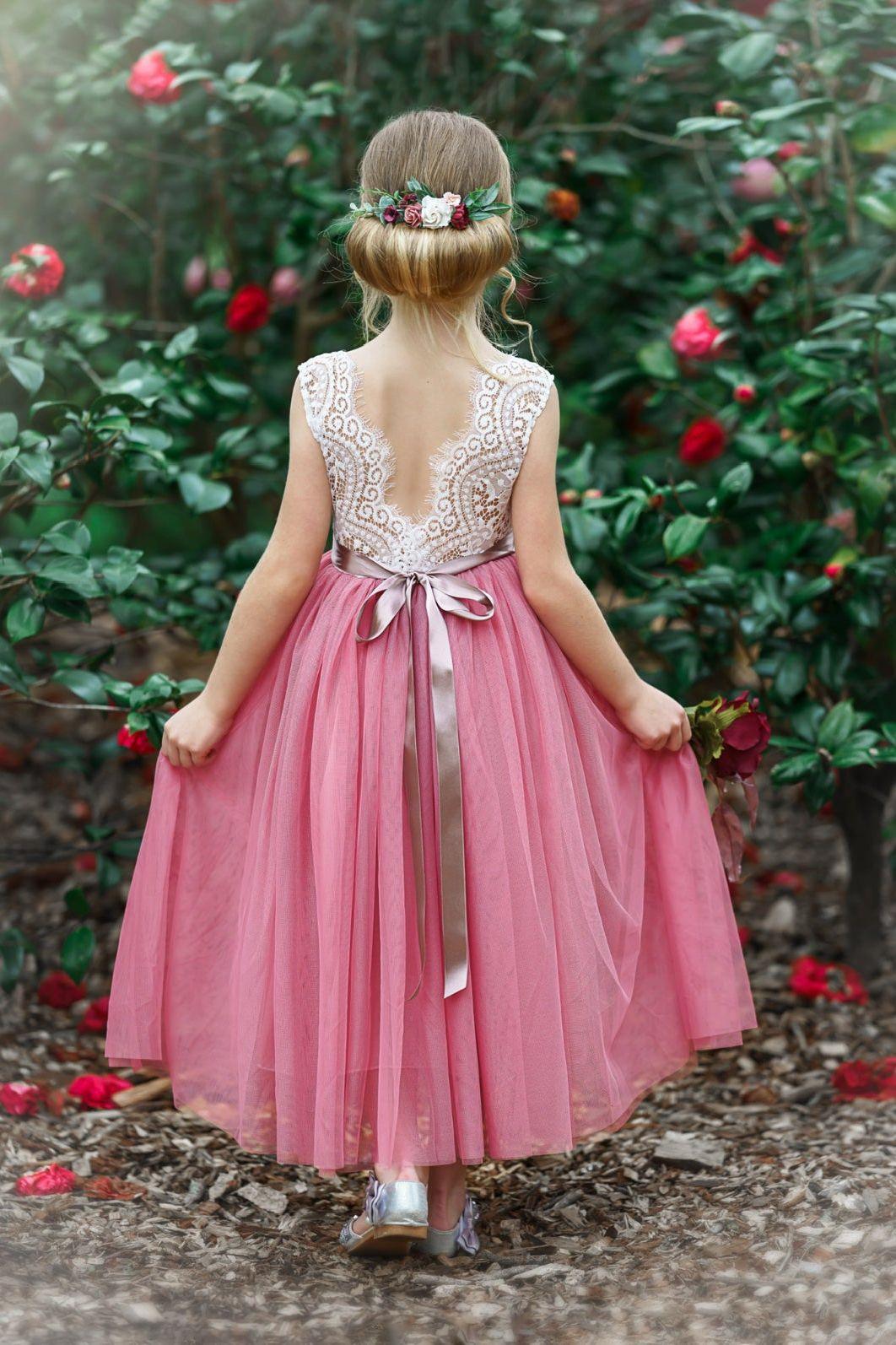Rustic Lace Boho Style Flower Girl Dress