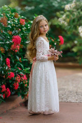 Long Sleeve Lace Flower Girl Dress