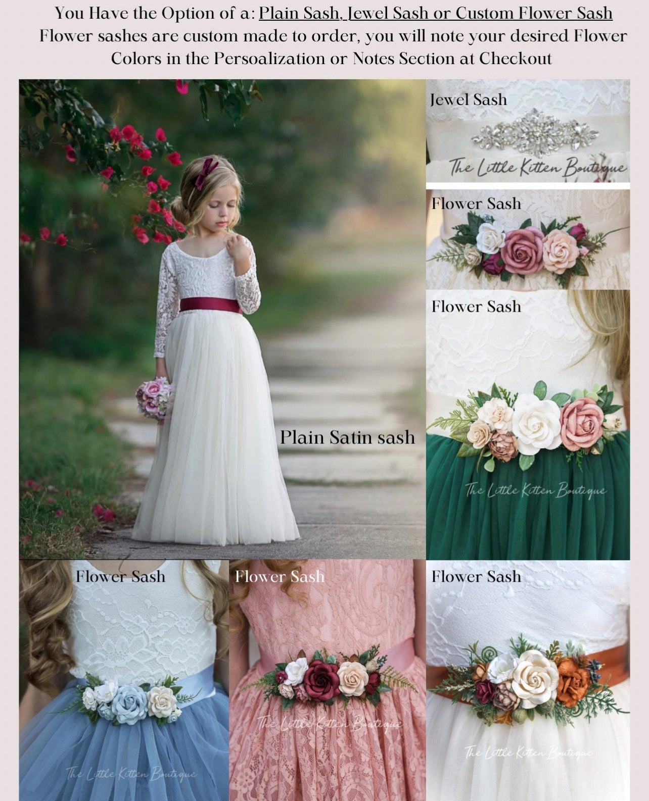 Long Sleeve Lace Tulle Flower Girl Dress for Fall Weddings - Burnt Orange