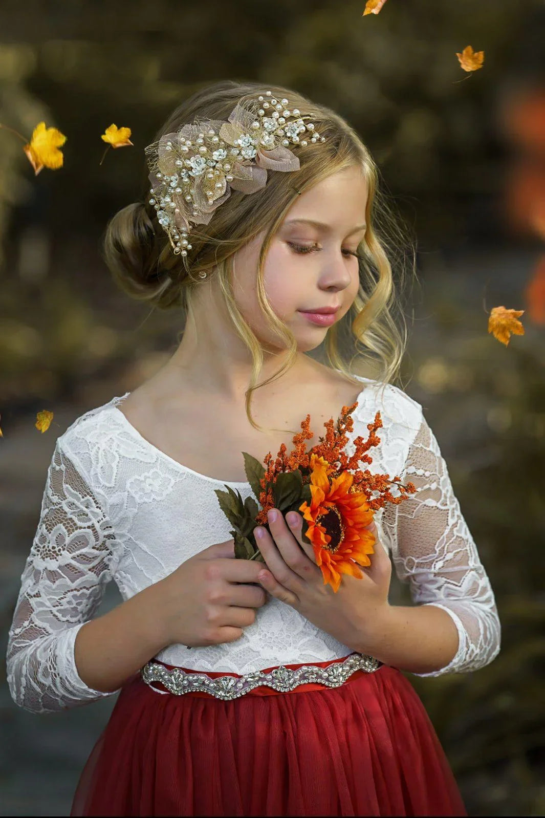 Sleeveless and Long Sleeve, Fall Inspired Burnt Orange and Rust Flower Girl Dresses