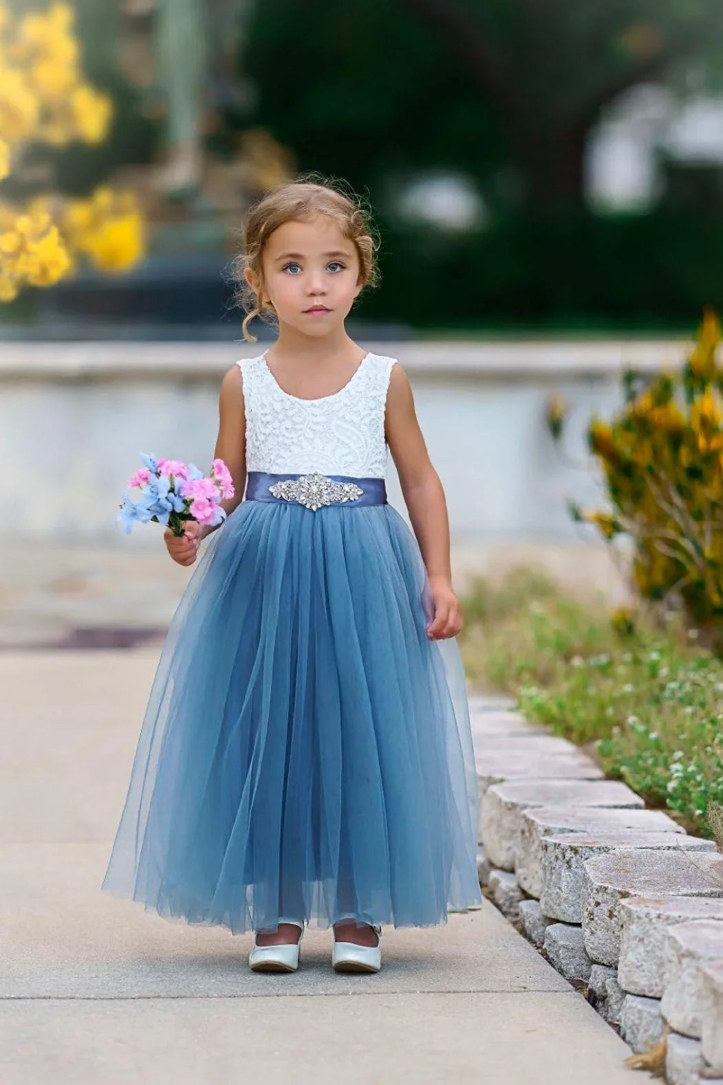 Rustic Lace Boho Style Flower Girl Dress