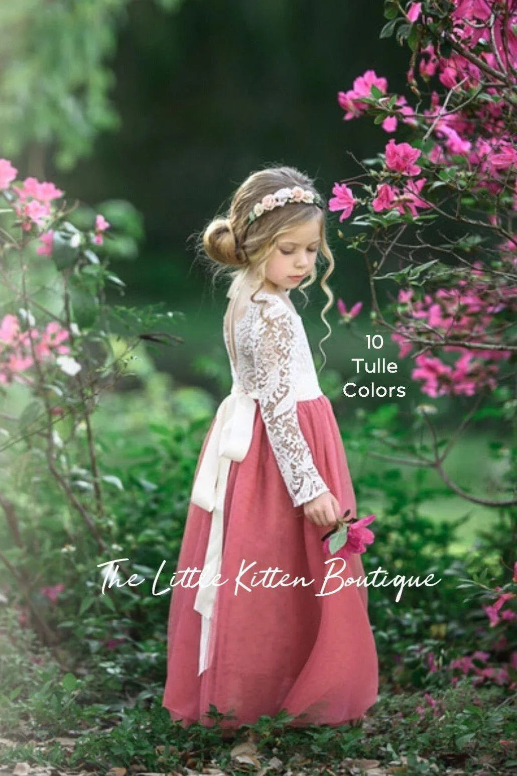 Princess Inspired, Long Sleeve Special Occasion Dress /  Lace and tulle flower girl dress